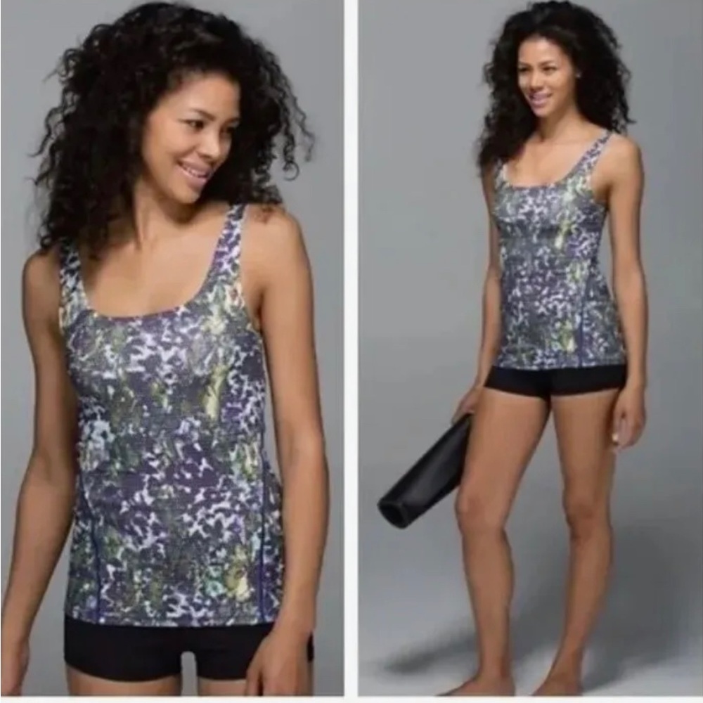 Lululemon Amala Tank Flora Multi Color supportive built-in bra size:6